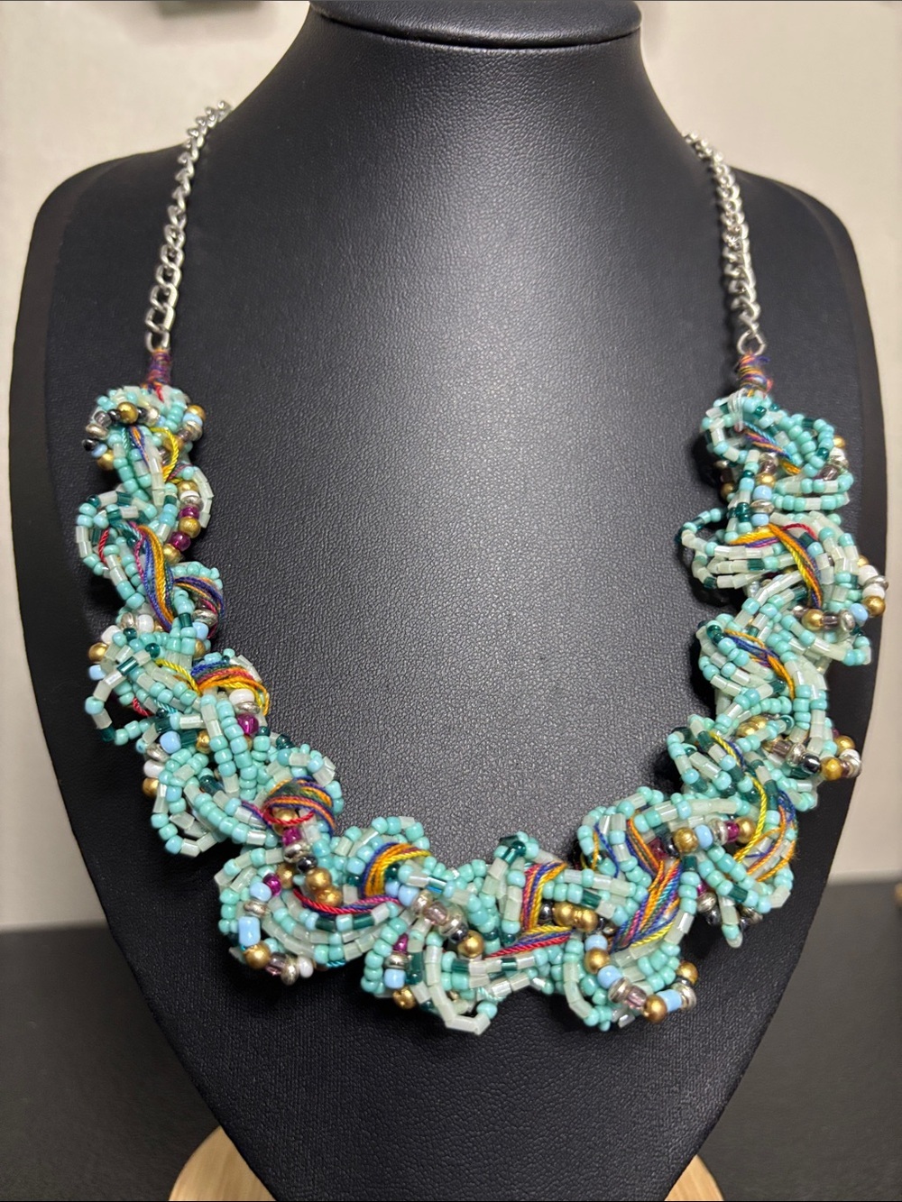 Handmade Turquoise Beaded Statement Necklace - Women Jewelry